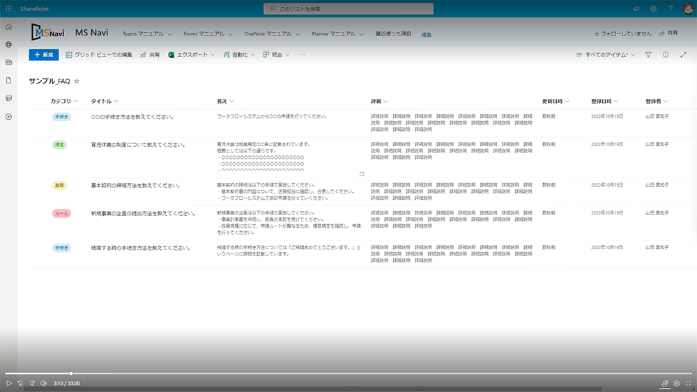 リストの機能概要